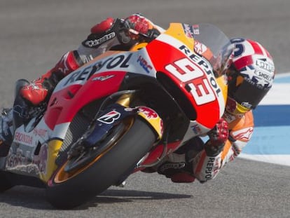 Marc Márquez, durant els entrenaments a Indianapolis.