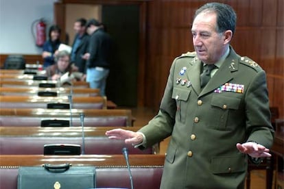 Félix Sanz Roldán, en la comisión de Defensa del Senado mientras era el jefe del Estado Mayor de la Defensa, en 2019.