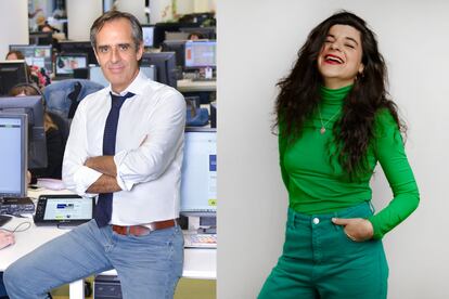 A la izquierda, Juan Pedro Valentín, director de Noticias Cuatro. A la derecha,
la comunicadora Nerea Pérez de las Heras.