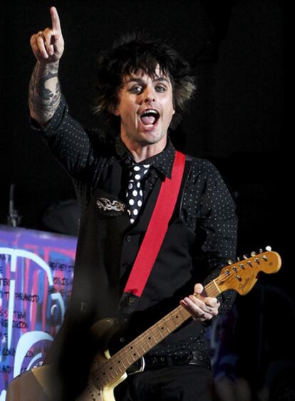 El cantante de Green Day, Billie Joe, durante su última actuación este martes.