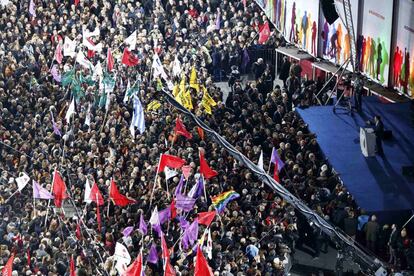 Ambiente durante el acto electoral de cierre de campaña de Alexis Tsipras en el centro de Atenas.