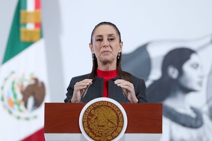 Claudia Sheinbaum en el Palacio Nacional de Ciudad de México, este jueves.