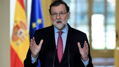 Mariano Rajoy durante su discurso de balance del a&ntilde;o en Moncloa.