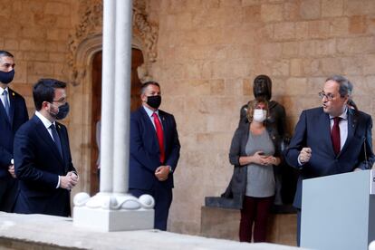 Quim Torra y Pere Aragonès, el pasado lunes en el Palau de la Generalitat.