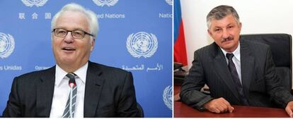 El embajador de Rusia ante Naciones Unidas, Vitali Churkin (izquierda), fallecido en febrero, y el cónsul en Atenas, Andréi Malanin, muerto en enero.