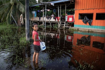 Una niña frente a su casa en medio de la selva. En la Amazonía, uno de los principales problemas es la anemia infantil, que en parte se debe a la parasitosis.