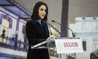 Lydia Cacho en la Secretaría de Gobernación mexicana.