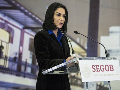 Lydia Cacho en la Secretaría de Gobernación mexicana.