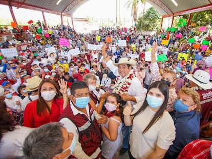 Félix Salgado Macedonio durante un evento electoral en Coyuca de Benitez, Guerrero.