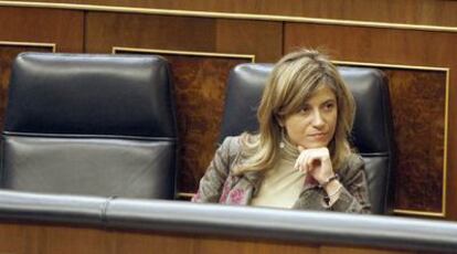 La ministra de Igualdad, Bibiana Aído, ayer en el Congreso.
