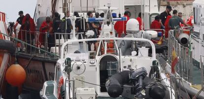 Inmigrantes desembarcados en las costas de Almería por Salvamento Marítimo, este fin de semana.