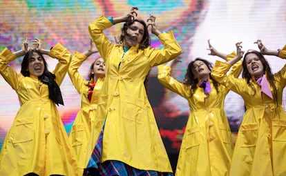 Actuación del grupo Stella Maris, la banda de la televisiva serie La Mesías, durante la primera jornada del Primavera Sound, el 29 de mayo en Barcelona. 

