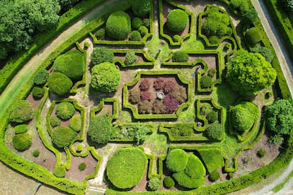 Vista aérea del laberinto vegetal del Pazo de Rubianes, en Vilagarcía de Arousa (Pontevedra).
