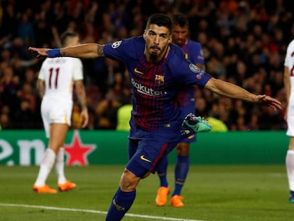 Suárez quebrou seu jejum nesta Champions League ao marcar o quarto gol.