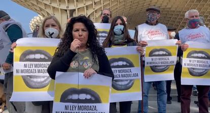 Imagen de una protesta celebrada el pasado 13 de febrero en diferentes ciudades de España para reclamar la derogación de la 'ley mordaza'.