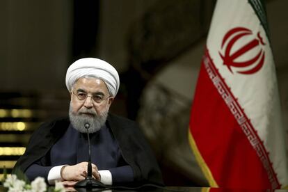 El presidente de Irán, Hassan Rouhani, durante una conferencia de prensa en Teherán, el pasado 4 de octubre.