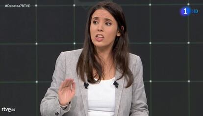 Irene Montero durante el debate. 