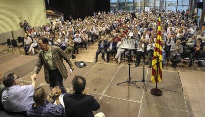 Presentación del manifiesto contra el referéndum del 1-O por varios sindicalistas en julio de 2017.