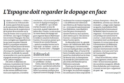 Editorial de la edición de hoy martes del diario francés, Le Monde.