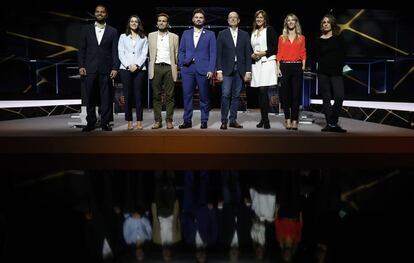 Los candidatos a las elecciones, justo antes del debate de TV3.