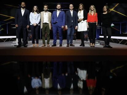 Los candidatos a las elecciones, justo antes del debate de TV3.