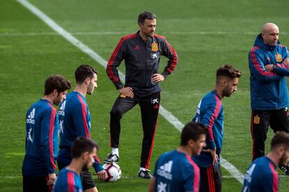 Luis Enrique, durante el entrenamiento de este miércoles.