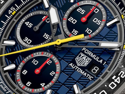 Un detalle de la esfera del TAG Heuer Formula 1 Chronograph x Oracle Red Bull Racing.