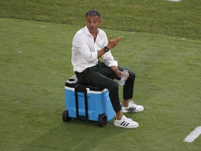 Luis Enrique, durante el España-Suecia.