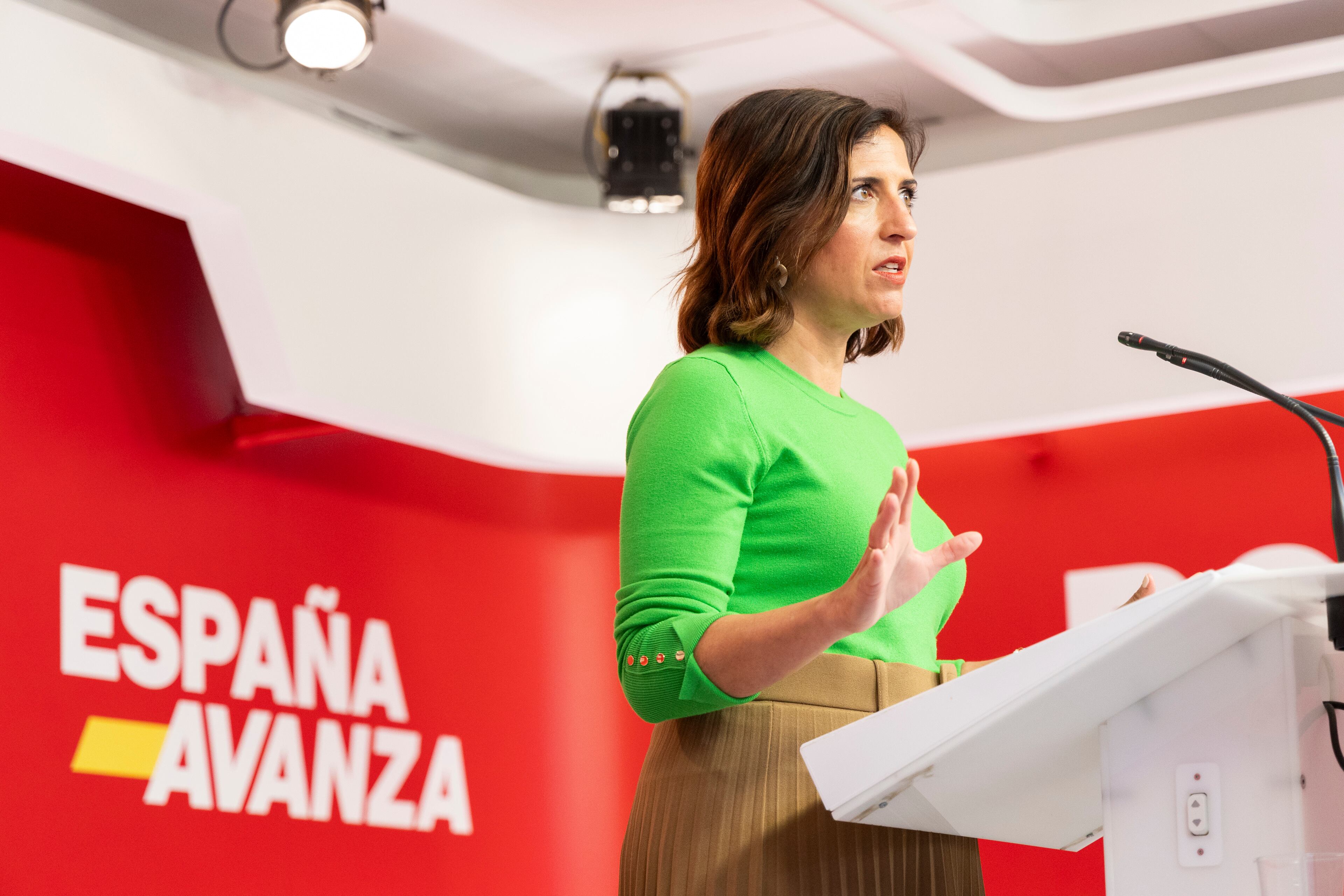 Esther Peña, portavoz de la dirección del PSOE, el lunes.