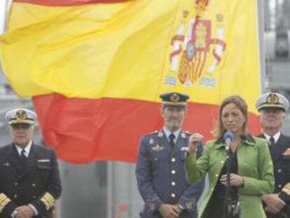 Carme Chacón, esta mañana en Rota.