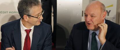 Pablo Hernández de Cos, gobernador del Banco de España y José María Mendez, director general de CECA