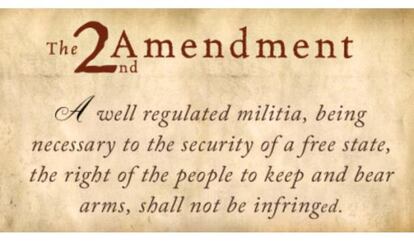 Texto de la Segunda Enmienda: &quot;Siendo necesaria una milicia bien ordenada para la seguridad de un Estado libre, el derecho del pueblo a poseer y portar armas, no ser&aacute; infringido&quot;