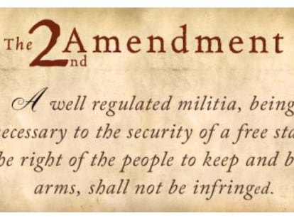 Texto de la Segunda Enmienda: &quot;Siendo necesaria una milicia bien ordenada para la seguridad de un Estado libre, el derecho del pueblo a poseer y portar armas, no ser&aacute; infringido&quot;
