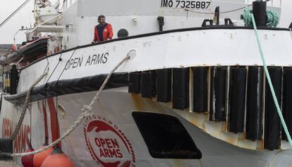 La embarcación española 'Open Arms', el día de ayer en el Port de Barcelona.