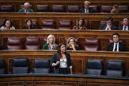 La ministra de Igualdad, Irene Montero, el miércoles en el pleno del Congreso.