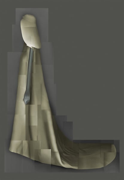 El vestido de novia diseñado por Balenciaga en 1967, en la presentación del mismo que el Museo Metropolitano de Nueva York hizo con motivo de la exposición 'Heavenly Bodies', de 2018.