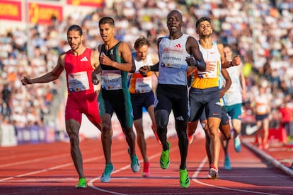 Attaoui, segundo por la izquierda, al final de los de 800m.