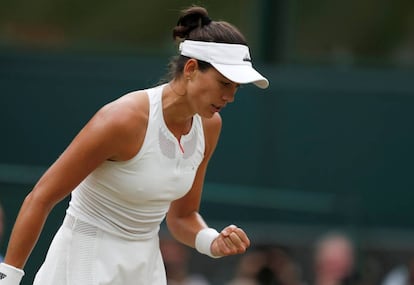 Muguruza celebra el 7-5 ante Williams en 51 minutos.