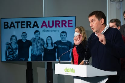 El actual coordinador general de EH Bildu, Arnaldo Otegi, en una rueda de prensa celebrada esta semana.