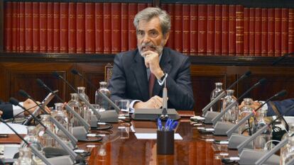 El presidente del Consejo General del Poder Judicial, Carlos Lesmes, durante el pleno del 8 de septiembre de 2022.