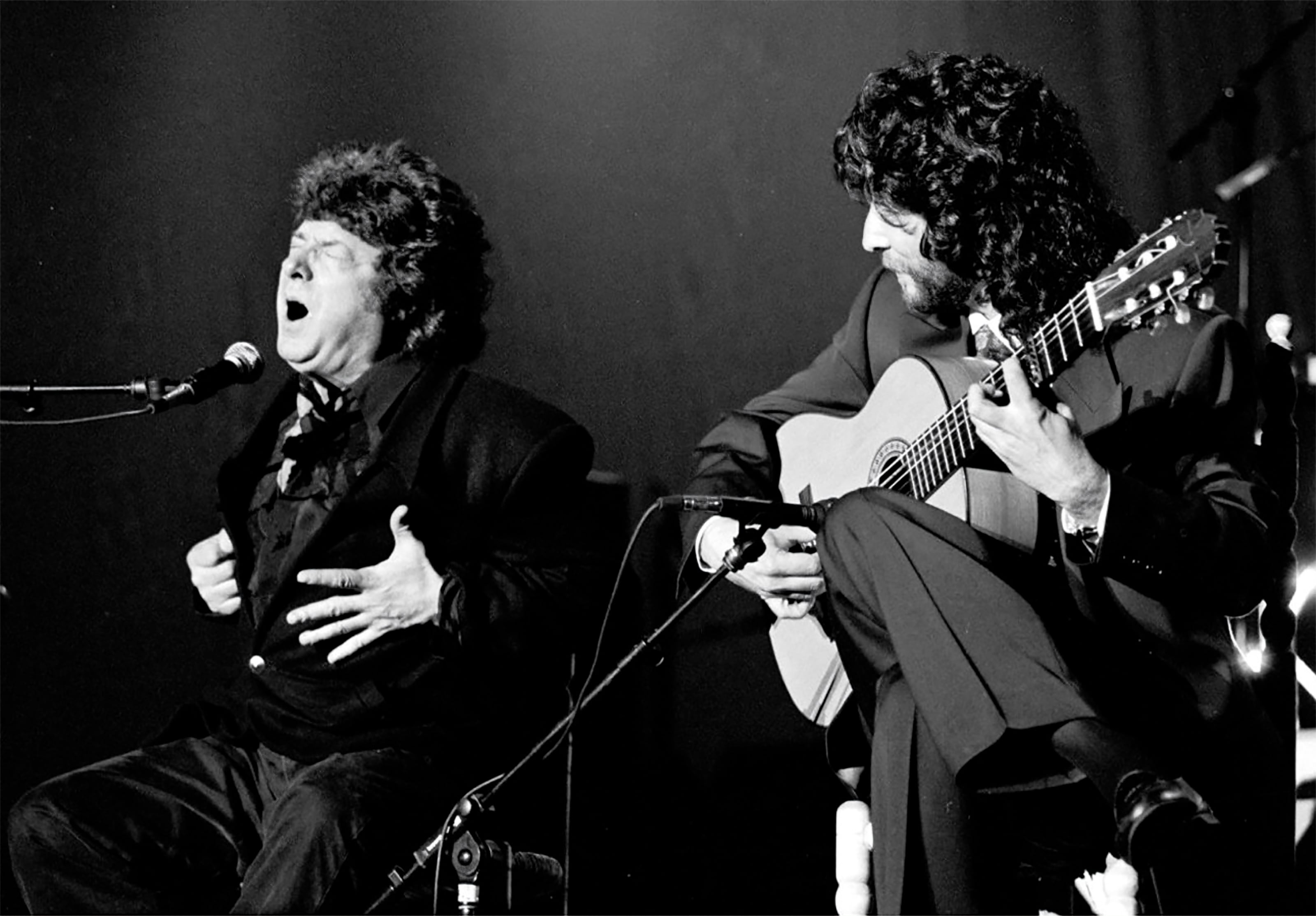 Enrique Morente y Tomatito, en agosto de 1996 durante su actuación en el Festival de Flamenco de Almería. 