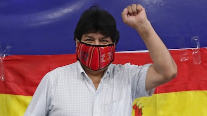 O ex-presidente da Bolívia Evo Morales, durante em ato na Argentina no início de outubro