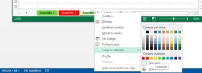 Excel pestañas