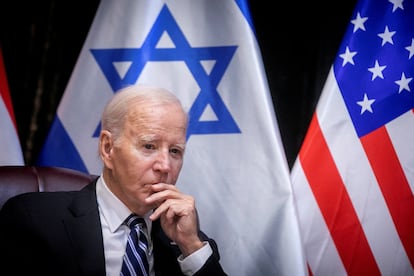 Joe Biden durante su reunión con Benjamin Netanyahu, el 18 de octubre en Tel Aviv (Israel).