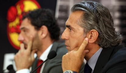 Sergio Scariolo y Jorge Garbajosa, durante la rueda de prensa.