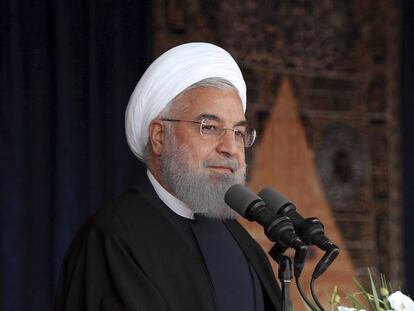 El presidente iraní, Hasan Rohani, este martes en Tabriz.
