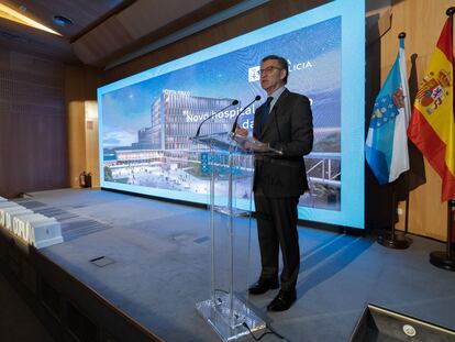 El presidente de la Xunta, Alberto Núñez Feijóo, en la presentación este lunes del nuevo complejo hospitalario universitario de A Coruña, en una imagen del Gobierno gallego.