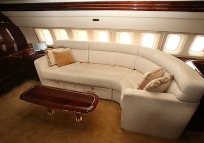 Details of the interiors of Donald Trump's plane.