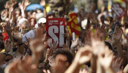 Protesta en contra de les detencions fetes per la Guàrdia Civil.