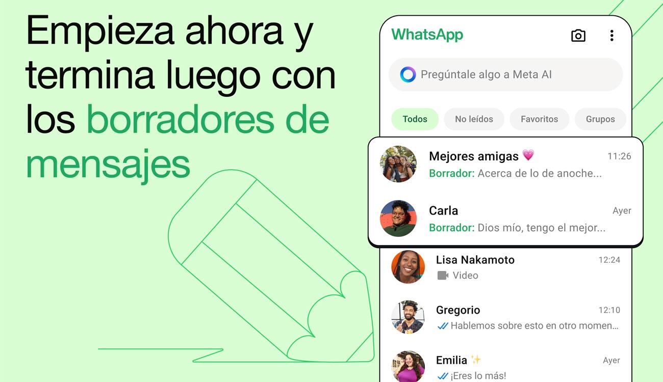 Nuevos borradores de mensajes en WhatsApp